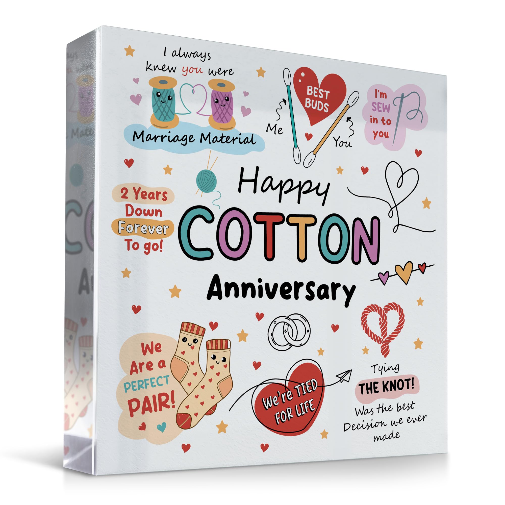 RED OCEAN Gifts For Husband Wife 2nd Anniversary Cotton Anniversary Couple Gift For Her Him Romantic Present Gift For Couple Keepsake