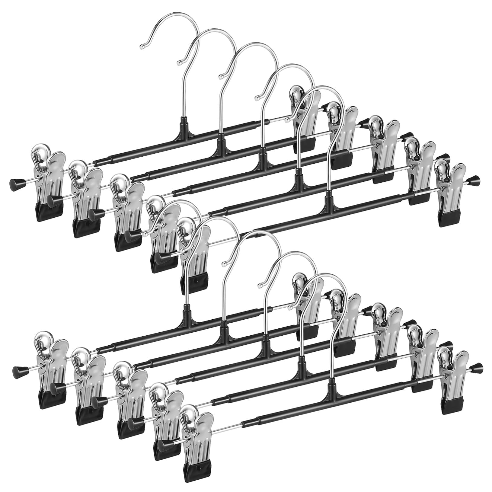 Ciieeo 10 Pcs Heavy Duty Multi Functional Pant Hangers with Clips Non Slip Storage Rack for Coats Leggings Skirts Jeans and Scarves for Use