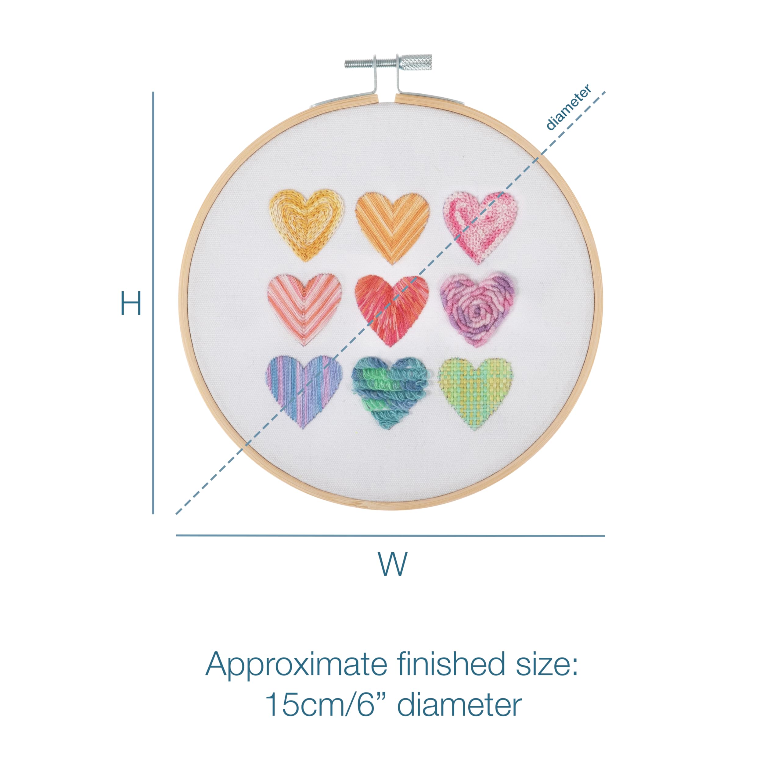 Trimits Embroidery Hoop Kits, 15cm 6” Beginner Starter Set, Includes Bamboo Hoop Threads Cloth Needle Backing & Instructions - Image 4
