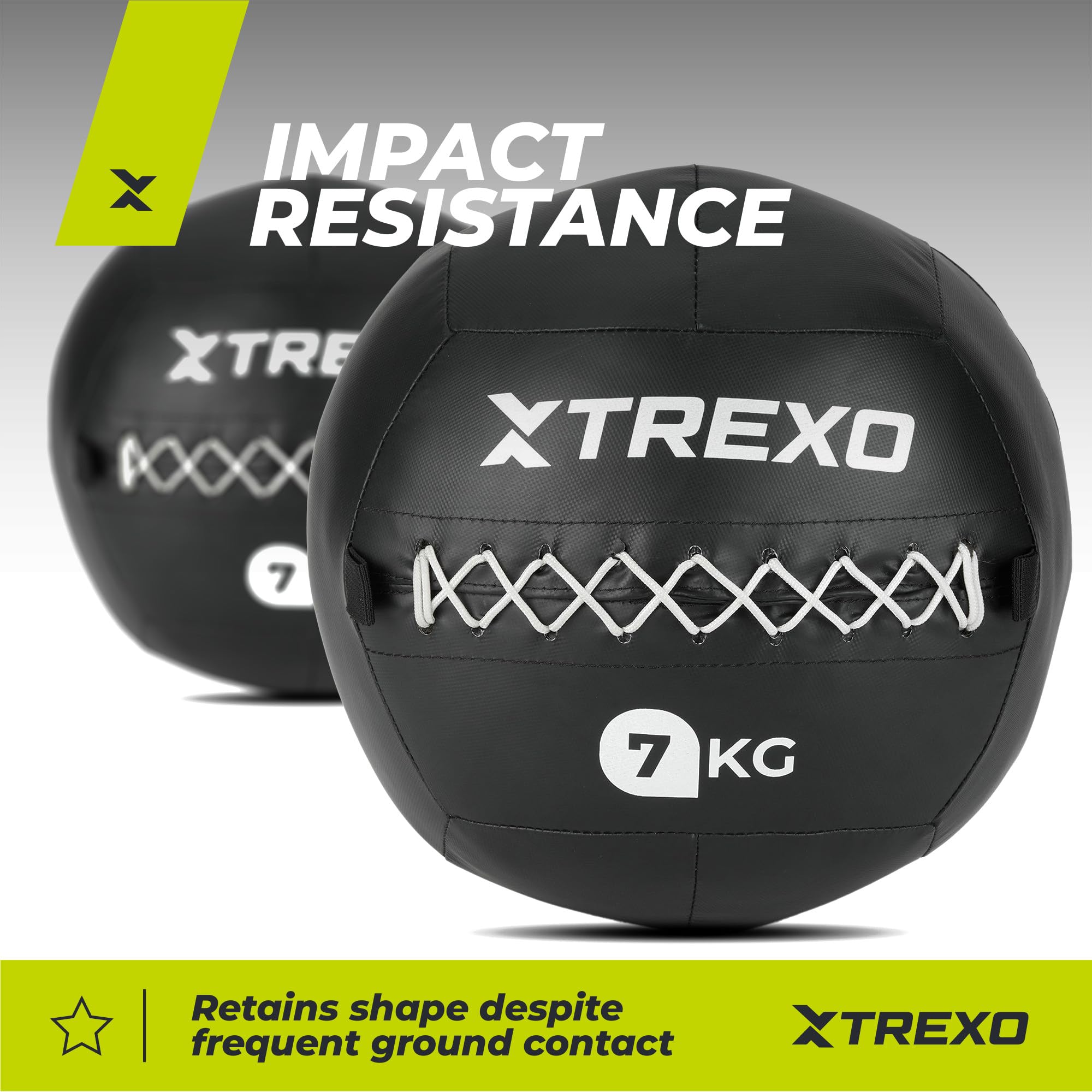 TREXO – Ballon Médicinal Wall Ball– Enveloppe Souple, Entraînement Cross, Conditionnement & Force, Similicuir Durable, Prise Adhérente, Rebond Contrôlé