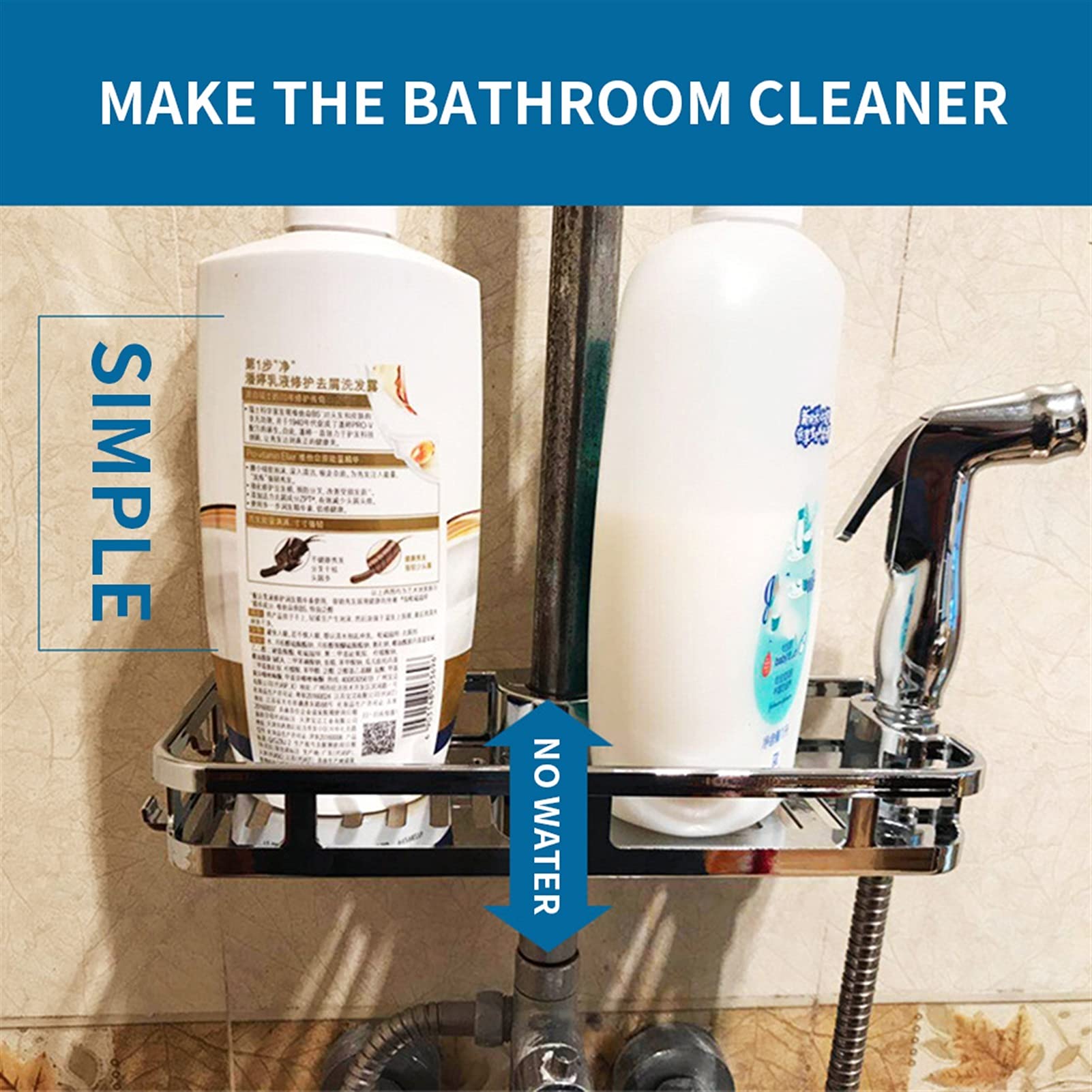 Mensole da bagno Mensole galleggianti Bagno Toilette Asta doccia Rimovibile e lavabile Asta di sollevamento Vassoio Scaffale Portaoggetti Asta di sollevamento da bagno Supporto multifunzione per ripor