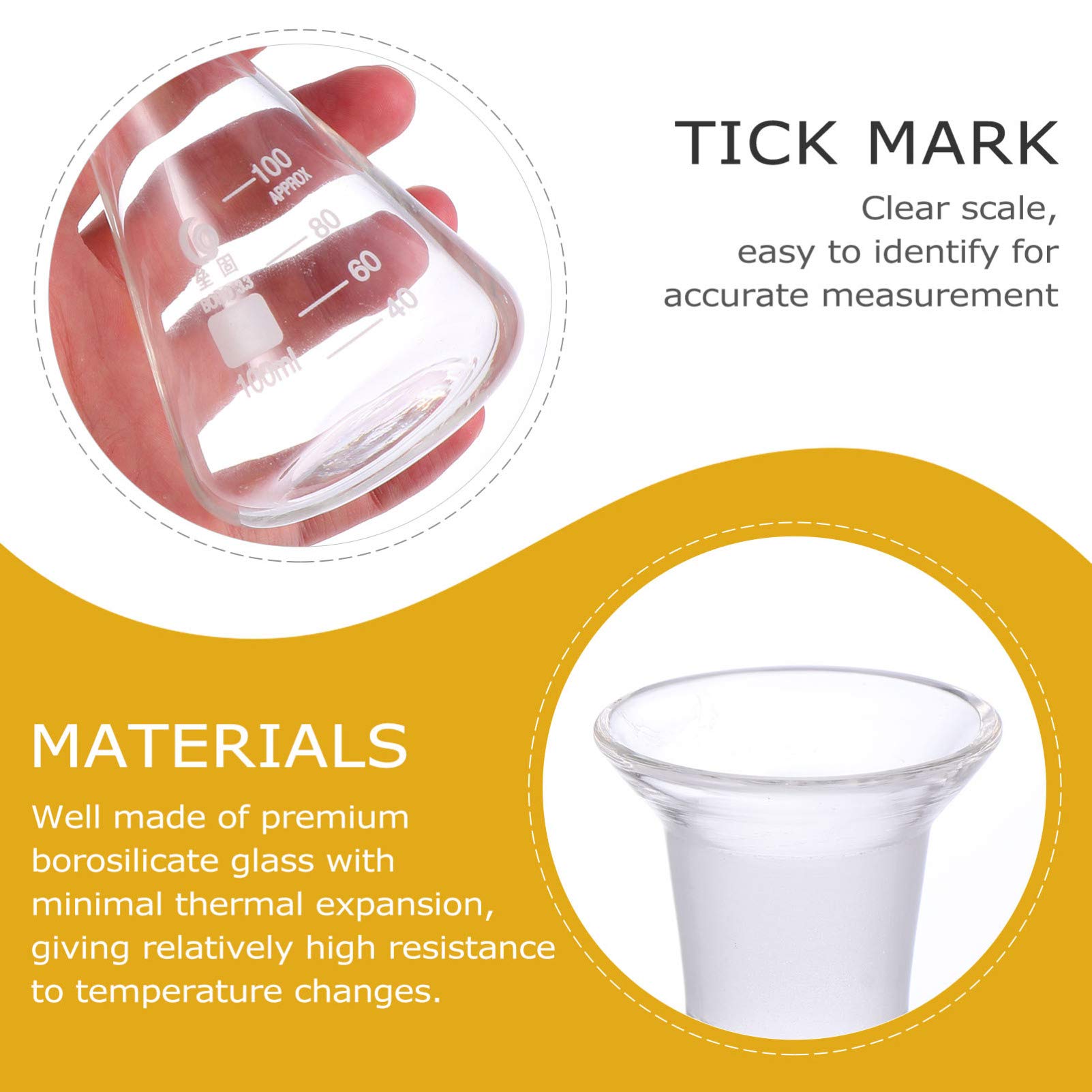 Beuta Erlenmeyer 100ml In Borosilicato - Con Tappo E Graduazioni, Per Laboratorio - Foto 13