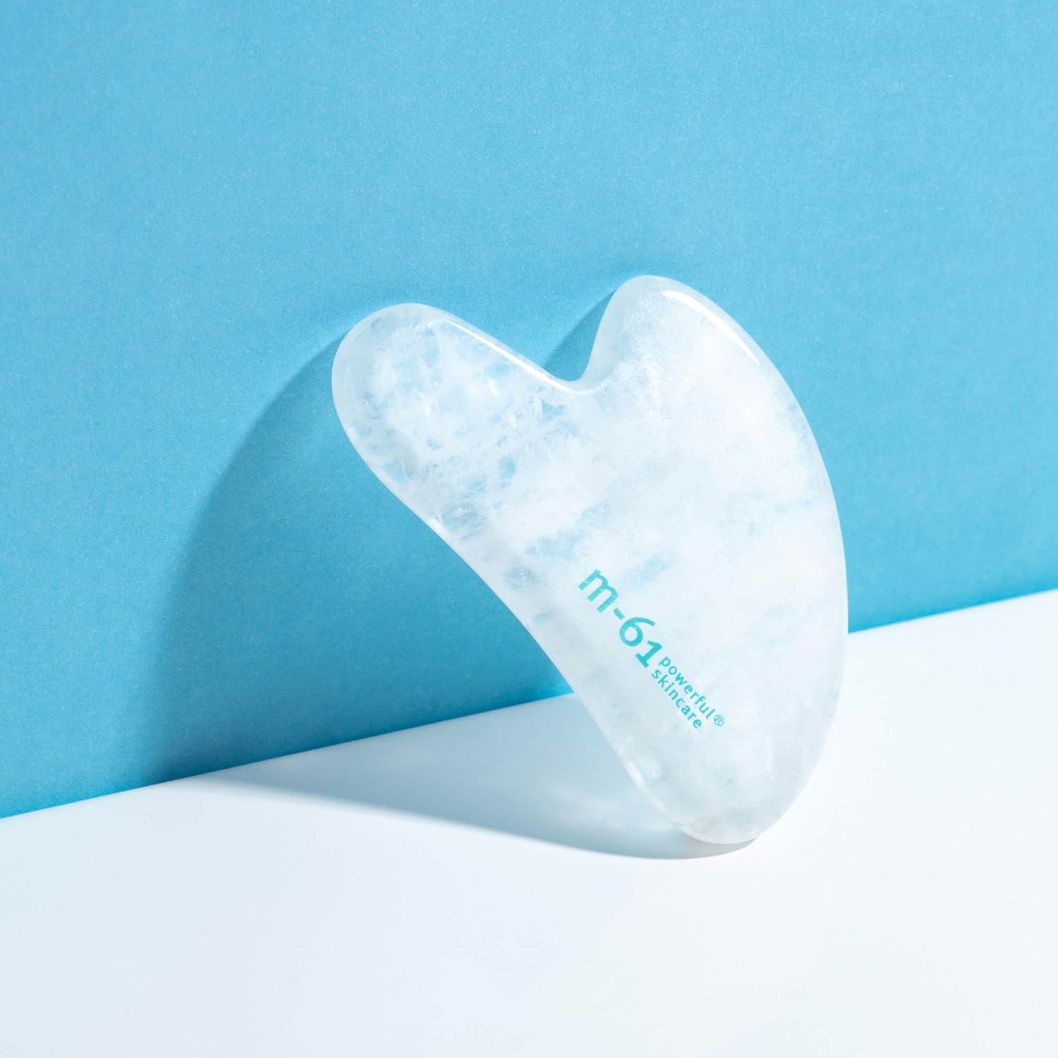 m-61 Clear Quartz Gua Sha | Facial Massage Tool to Stimulate Circulation, Decrease Inflammation | 100% Hand-Carved Natural Clear Quartz Stone. Made In USA