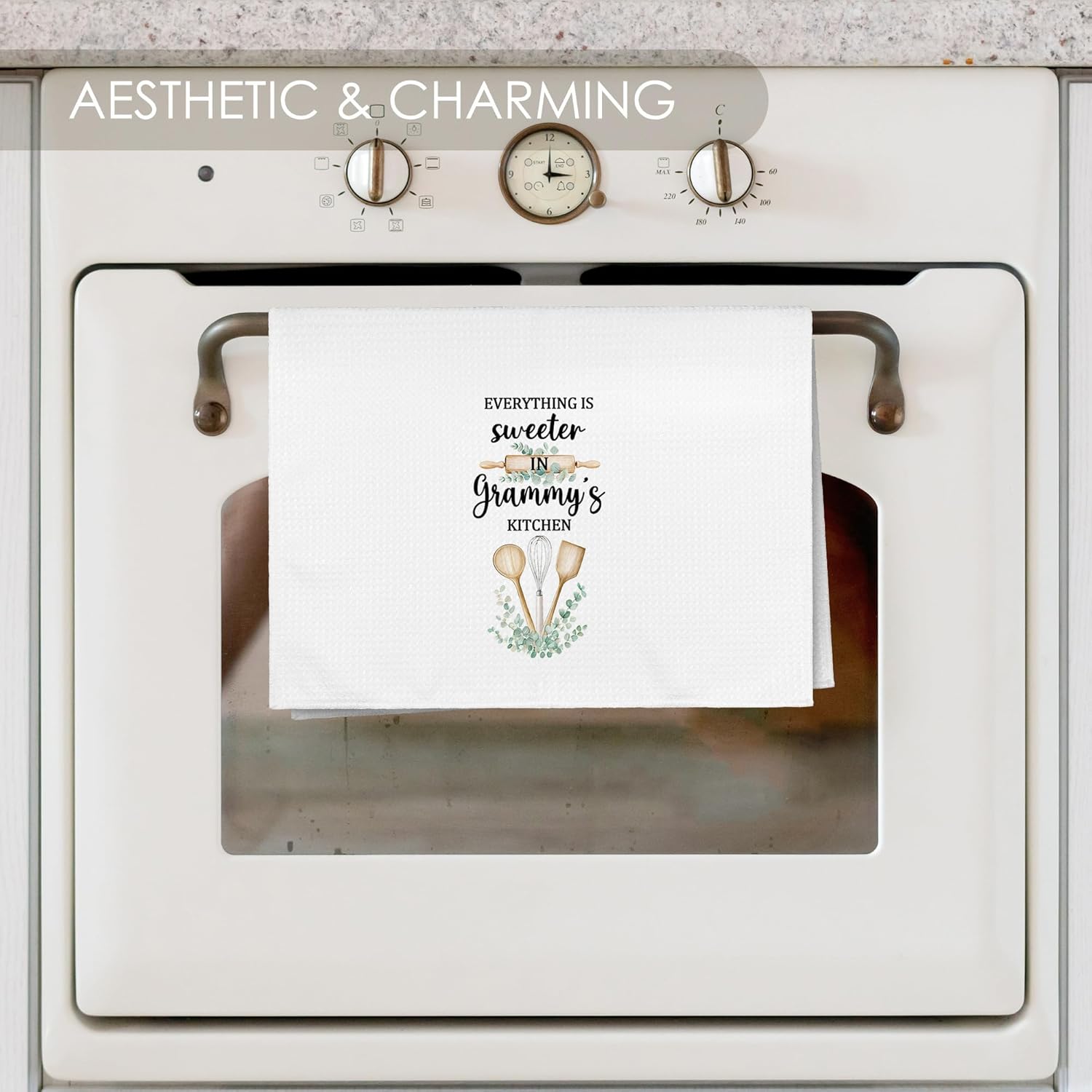 Grammy Gifts Kitchen Towel, Everything is Sweeter in Grammy's Kitchen Family Thank You Gifts, Grandma Grandmother Dish Towels Dishcloths Tea Towels Hand Towel for Bathroom 16x24 - Image 4