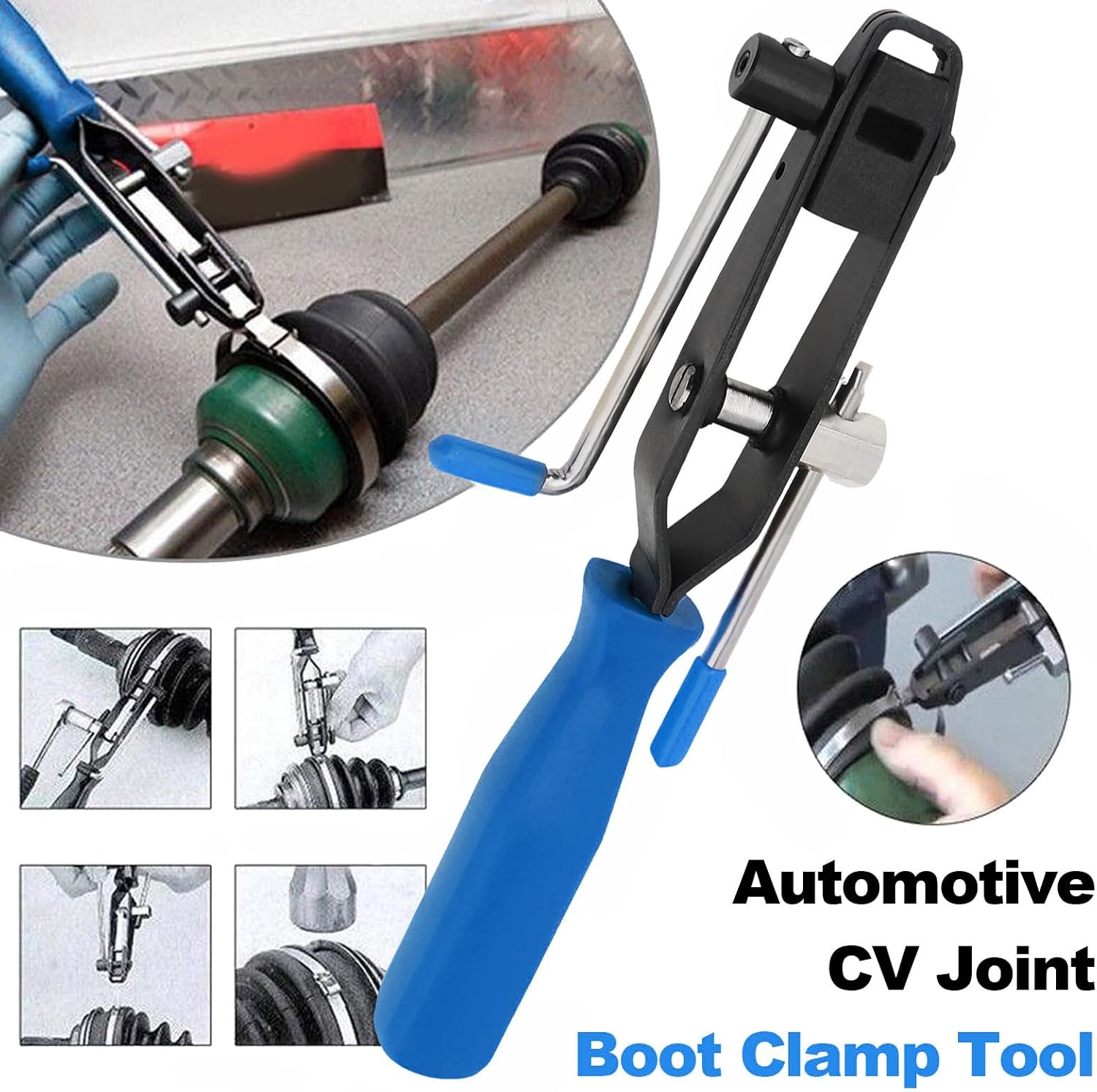 Heavy Duty Anti-Skid CV Joint Boot Clamp Pliers Kit with 10 Crimp Bands - Automotive Hose Axle Plier CV Clamp Tool for Most Cars (Blue)