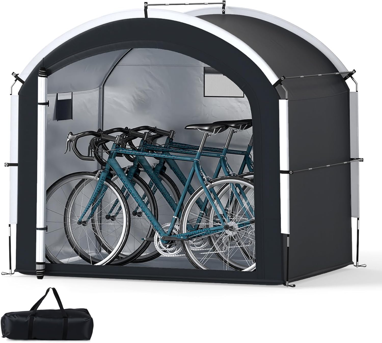 Goplus Bike Storage Shed Tent, 7.2 x 4.9 FT Outdoor Bike Storage Sheds w/210D Oxford Fabric PU4000 Waterproof Cover, Portable Bicycle Tent Shelter for 5 Bikes, Motorcycles, Garden Tools, Lawn Mower