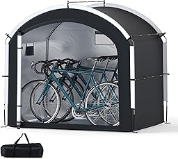 Goplus Bike Storage Shed Tent, 7.2 x 4.9 FT Outdoor Bike Storage Sheds w/210D Oxford Fabric PU4000 Waterproof Cover, Portable Bicycle Tent Shelter for 5 Bikes, Motorcycles, Garden Tools, Lawn Mower