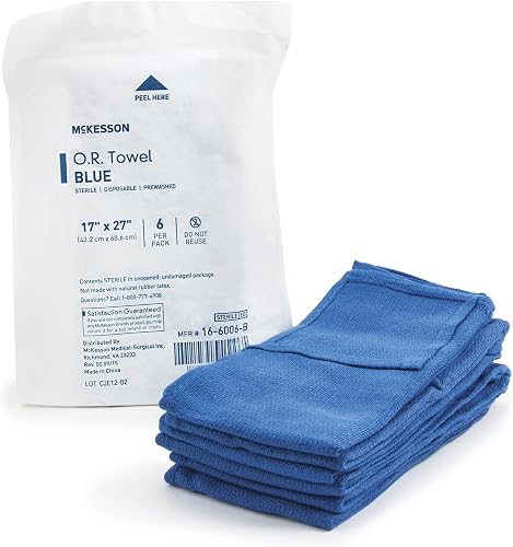 McKesson Operating Room Towels, Sterile, Blue, 17 x 27 in, 72 ct | Disposable, Pre-Washed