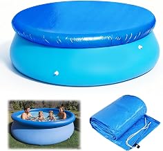 Round Pool Cover, Thicken Swimming Pool Cover Easy Set Dustproof Pool Protector for Inflatable Pools & Above Ground Pools (244cm/8ft)