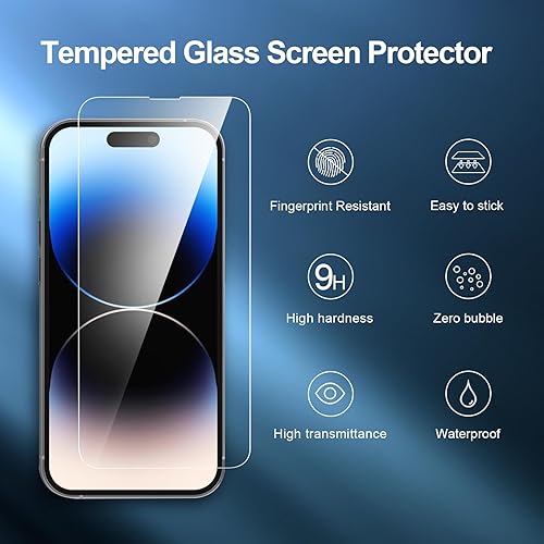 Miniatura 288 de NEW'C - Paquete de 3 protectores de pantalla para iPhone 14, iPhone 13, iPhone 13 Pro (6.1 pulgadas), protección mejorada de vidrio templado