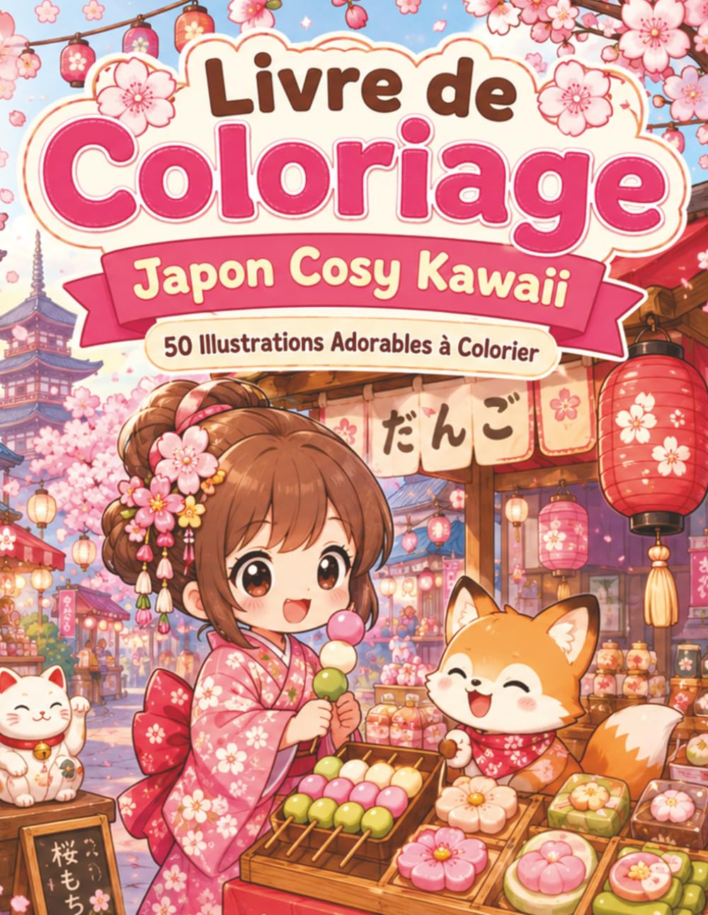 Livre de Coloriage Japon Cosy Kawaii: Illustrations relaxantes de jardins zen, lanternes, petits animaux et douce ambiance japonaise