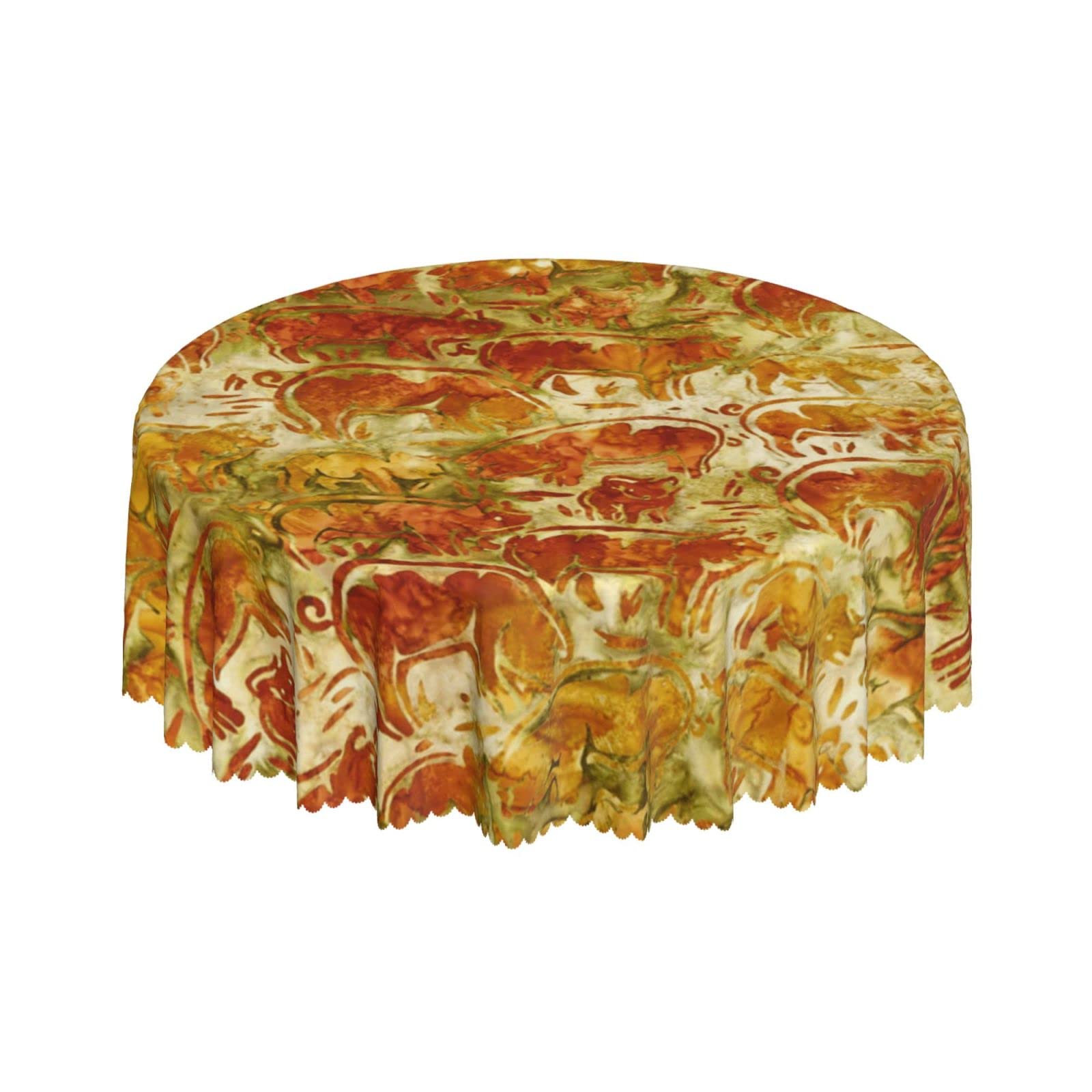 Lsjuee Abstract Farm Pig Yellow Round Tablecloth 60 Inch Printed Washable Tablecloth for Dining Party Holiday Fall Home Decorative