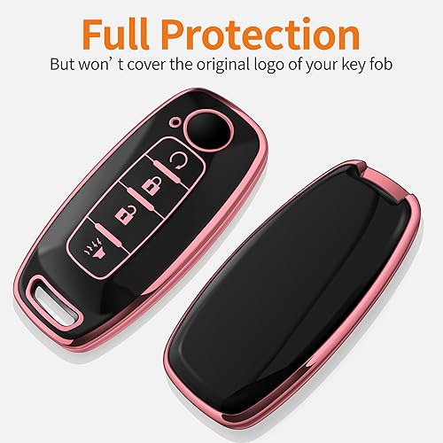 Miniatura 3 de Sindeda Funda para llavero Nissan con llavero suave de protección completa, funda compatible con Nissan Pathfinder Rouge 4Runner 2023 2024 (rosa, 4
