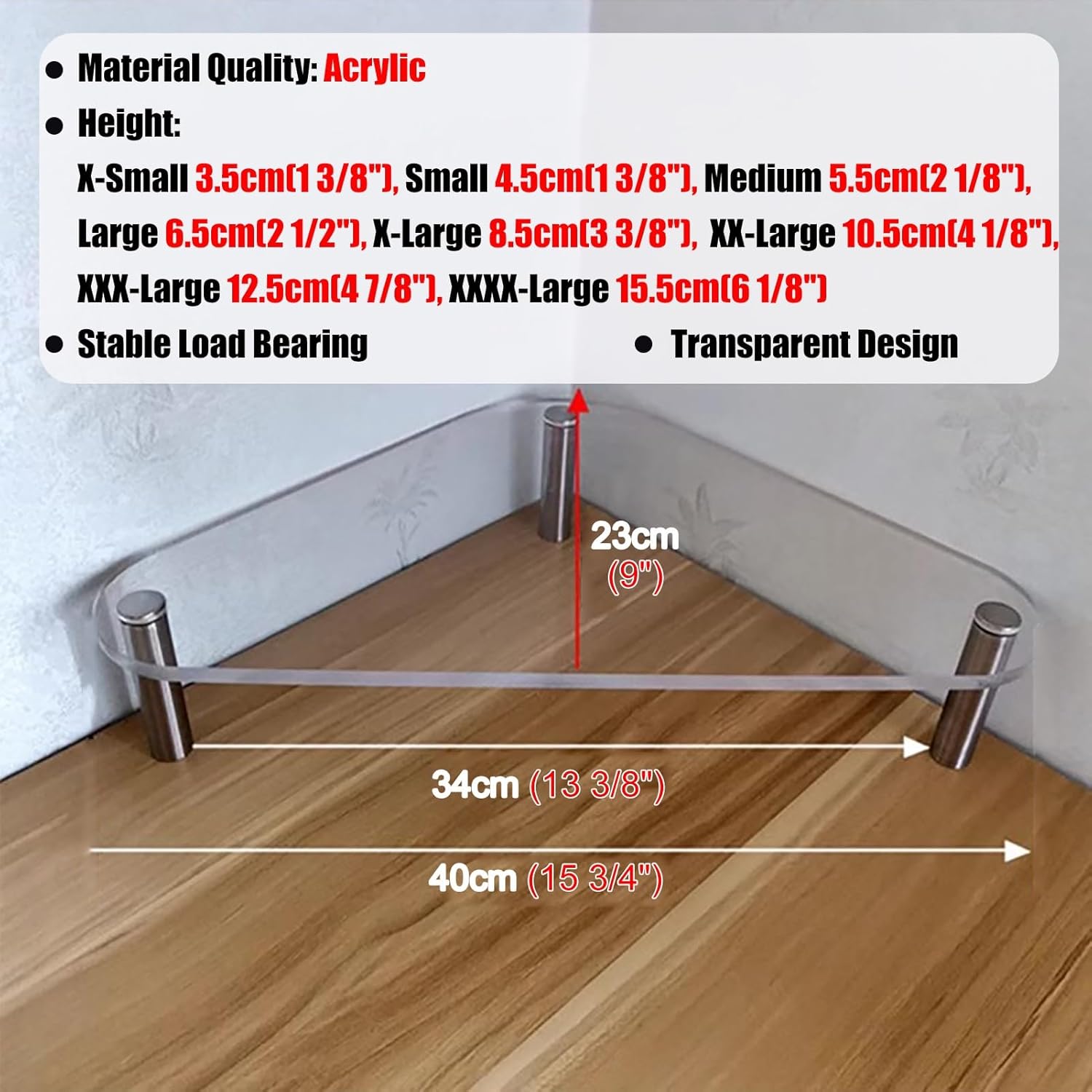 Acrylic Corner Monitor Stand Riser for Desktop, Clear Laptop & Triangle Holder Rack, Arc Computer Storage with Steel Legs - Space-Saving Organizer (X-Small)