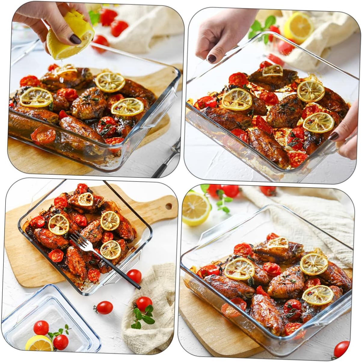 1pc Glass Baking Dish Pizza Tray Steak Baking Tray Pans Non Stick Scratch Resistant Dishwasher Safe