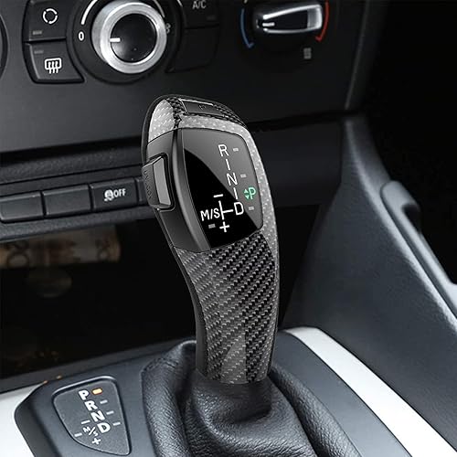 Miniatura 4 de Kit de cambio de palanca de cambios LED automático LHD para accesorios de coche BMW E90 E91 E93 E81 E82 E84 E87 E88 E89 carbono (carbono)