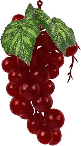 Miniatura 4 de Juego de 12 uvas artificiales sintéticas. 12 racimos en 3 rojas, amarillas y verdes