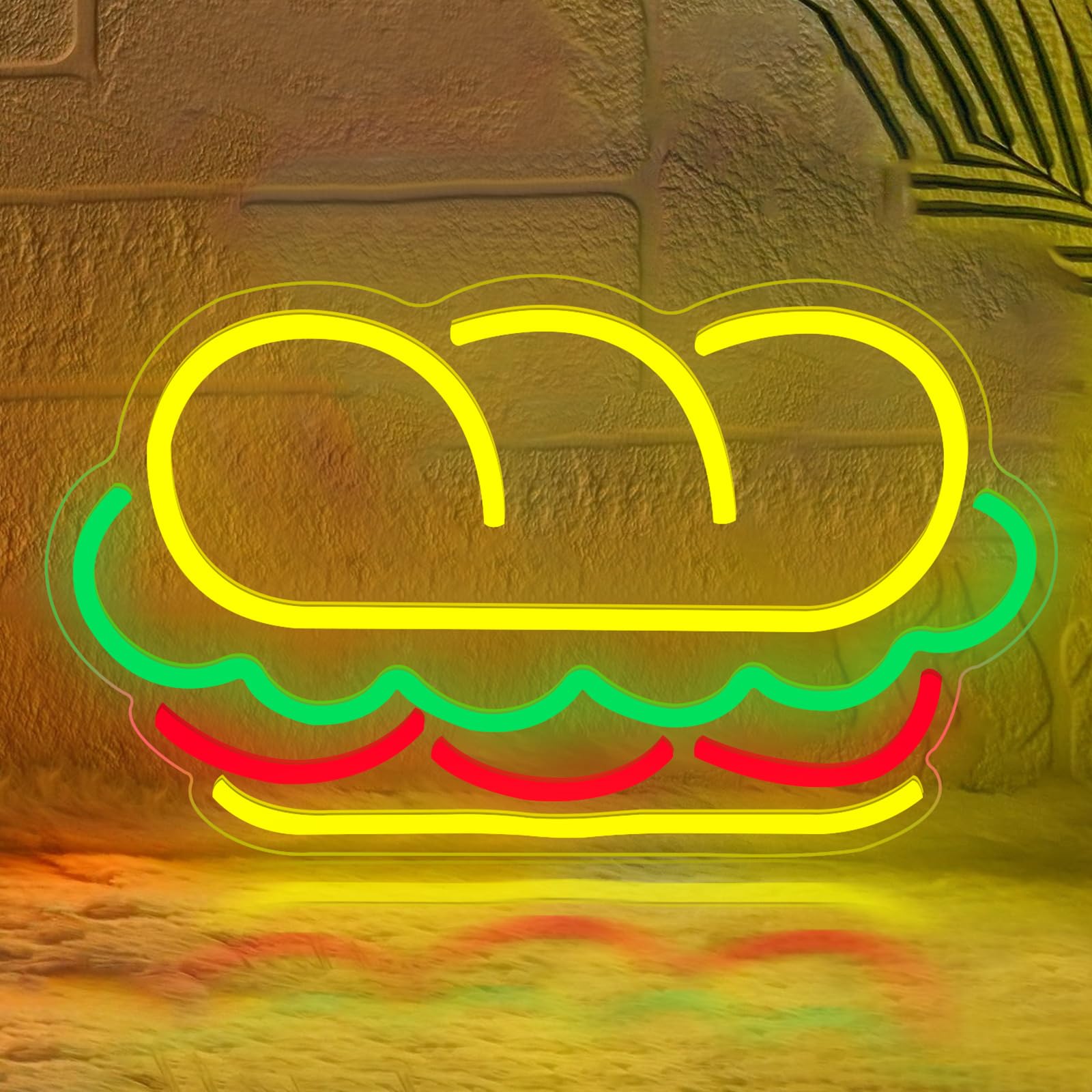 Sandwich Neon Sign Business Sandwich LED Light for Wall Decor Fast Food Neon Light USB Powered Sandwiches Sign for Restaurant,Kitchen,Store,Party Decorate