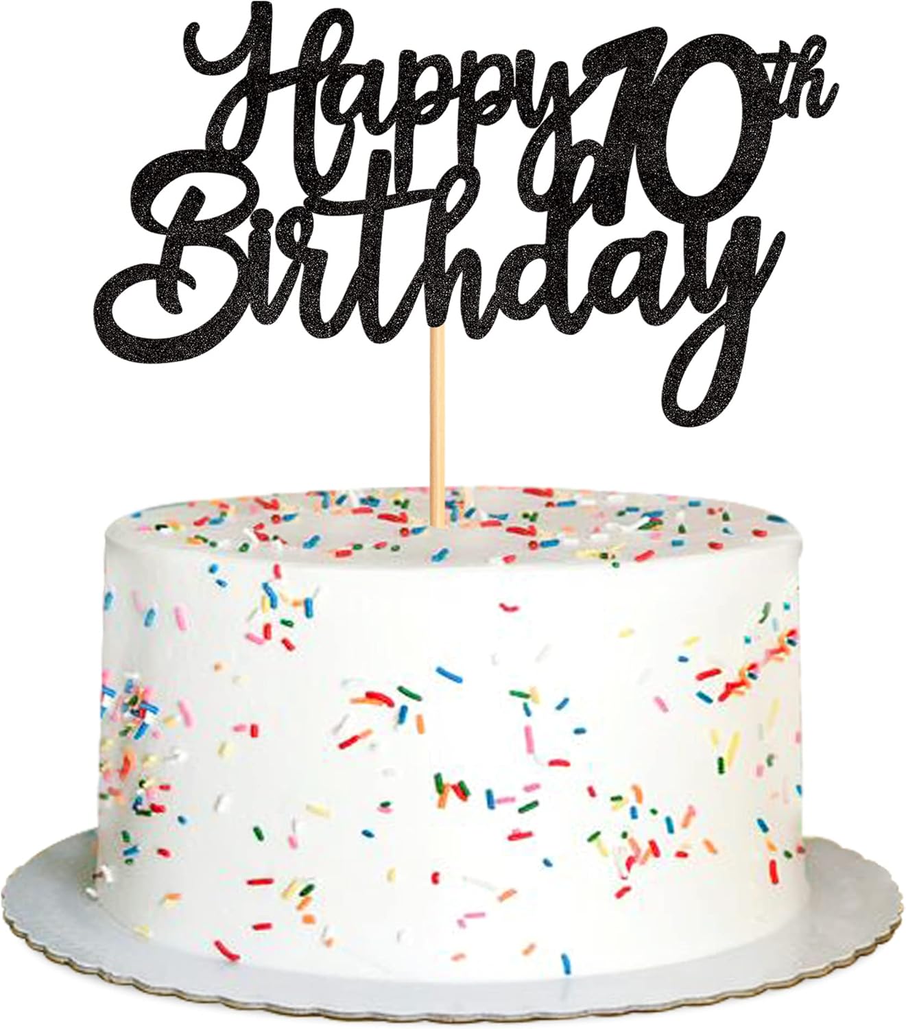 FLORCMET Happy 10th Birthday Cake Topper -Black Gold Glitter Cheers To 10 Years Cake Topper, 10 & Fabulous Cake -Decoration For Happy 10th Birthday Anniversary Party Cake Decorations Supplies (10th
