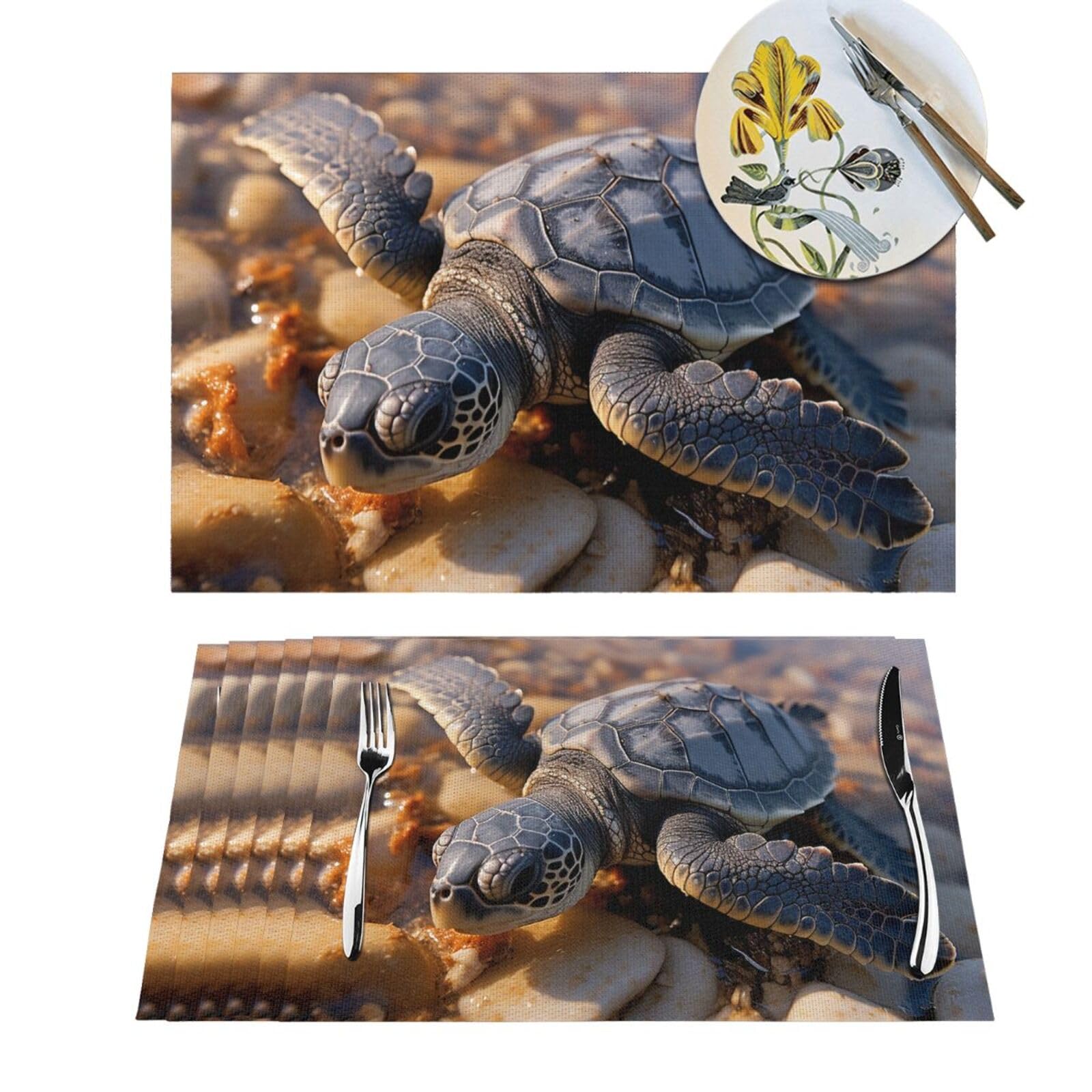 Set de table lavable PVC résistant à la chaleur motif tortue marine 45x30 cm
