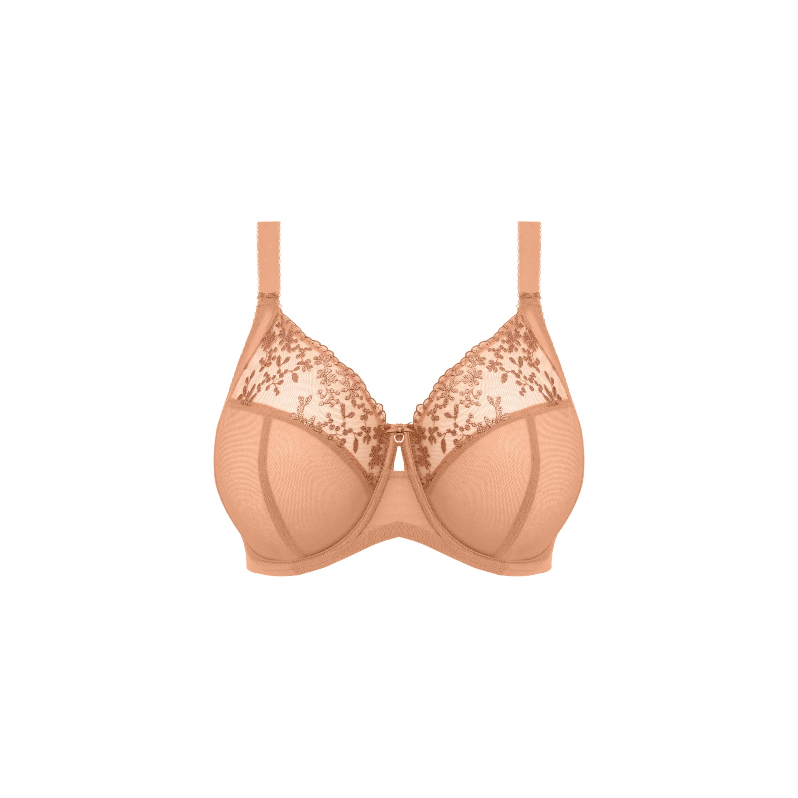 Elomi Zarla Full Cup Wired Bra Cafe A Lait - 38GG - Leaf & Berry Embroidery - Non-Stretch Top Cup