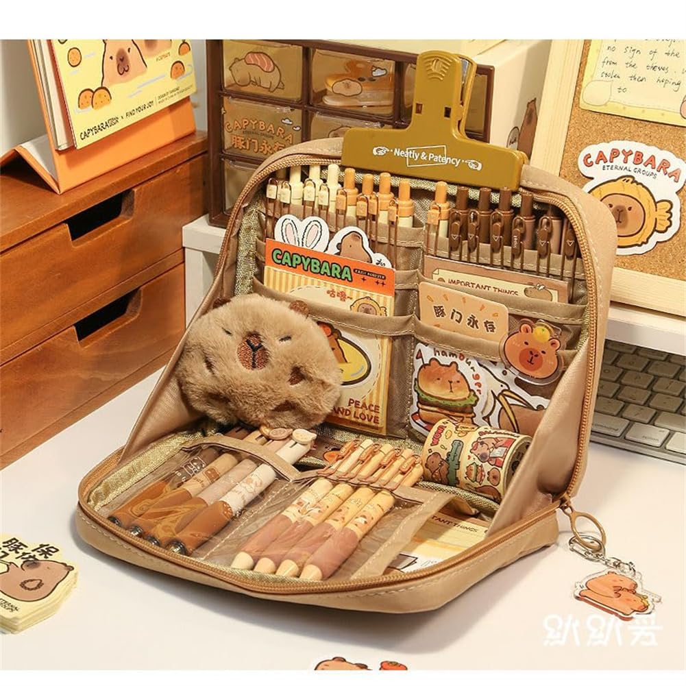 Climberty® Pencil Case Cartoon Capybara Pouch Student Storage Bag Dual