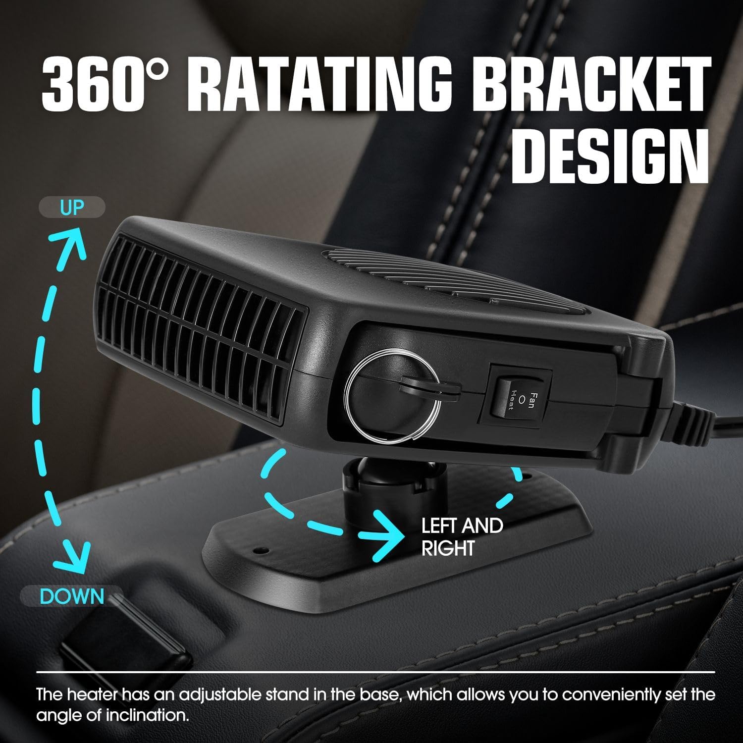 DNA MOTORING 2Pack 12V 170W Portable Car Heater, 2 in 1 Heating/Cooling, Electric Car Heaters Defroster with Plugs in Cigarette Lighter, fit the car of fuse ≥ 15A, Fast Heating Defroster, 360°Rotation