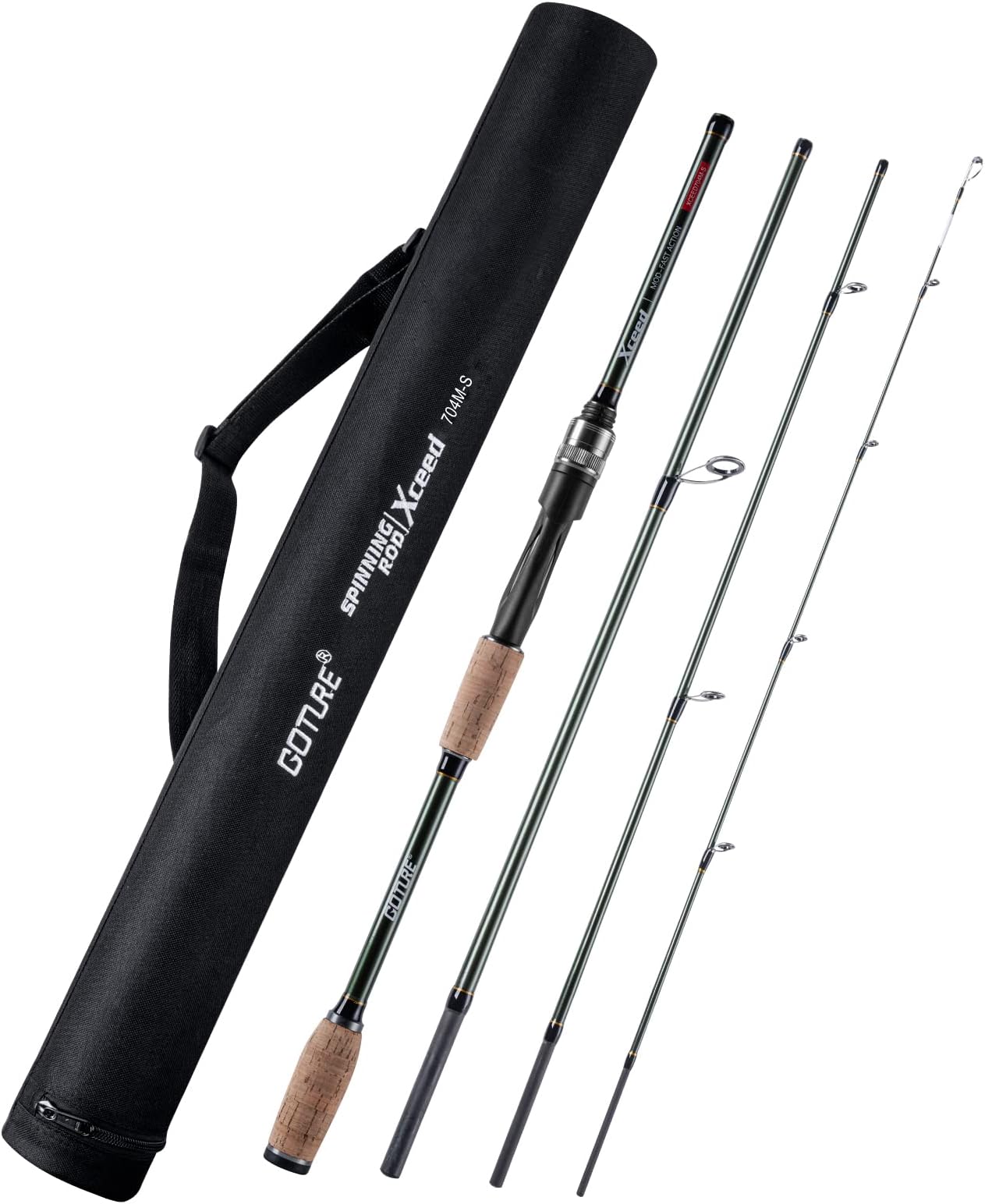 Travel Fishing Rods, 4 Piece Fishing Pole with Case/Bag, Casting/Spinning Rod,Ultralight Fishing Baitcasting Rod 7ft for Saltwater Trout, Bass, Walleye, Pike