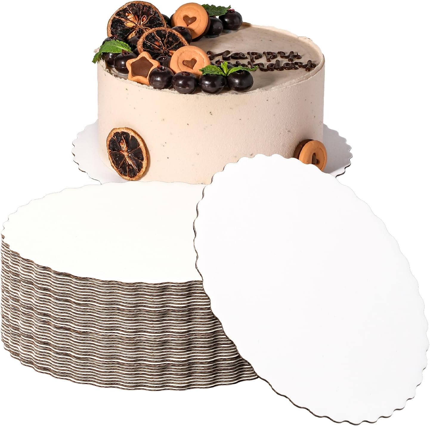 Fit Meal Prep 20 Pack Cake Boards, 8 Inch Round White Cake Circles, Disposable Pizza Circles Cake Pan Base Stand for Desserts and Pastries, Greaseproof Cardboard Cake Rounds for Cake DIY, Birthday