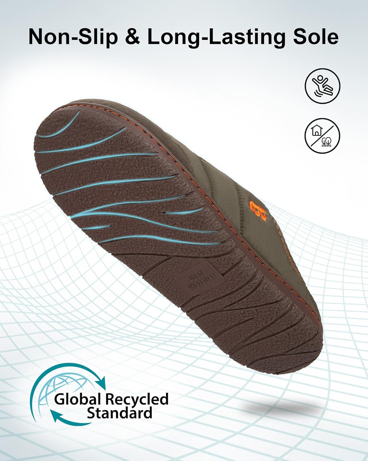 LongBay Mens Slip on Slippers Two-Tone Indoor Outdoor House Shoes Memory Foam Camping Garden Down Clogs - Image 6