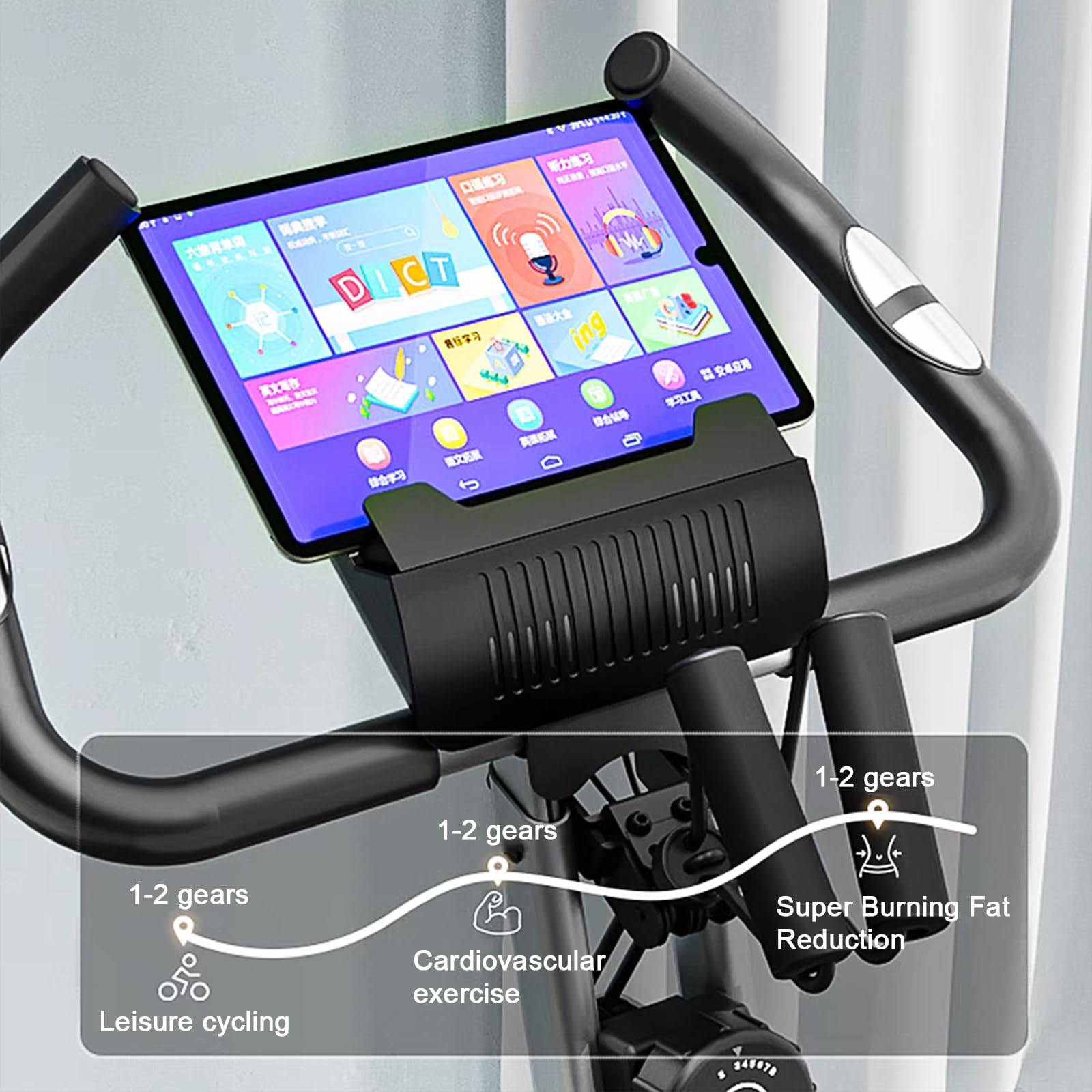 Cyclette Pieghevole,Resistenza Magnetica Regolabile 8 Livelli,Cyclette Professionale Magnetica con Schermo LCD, Supporto Tablet, Bluetooth App(Silvery)