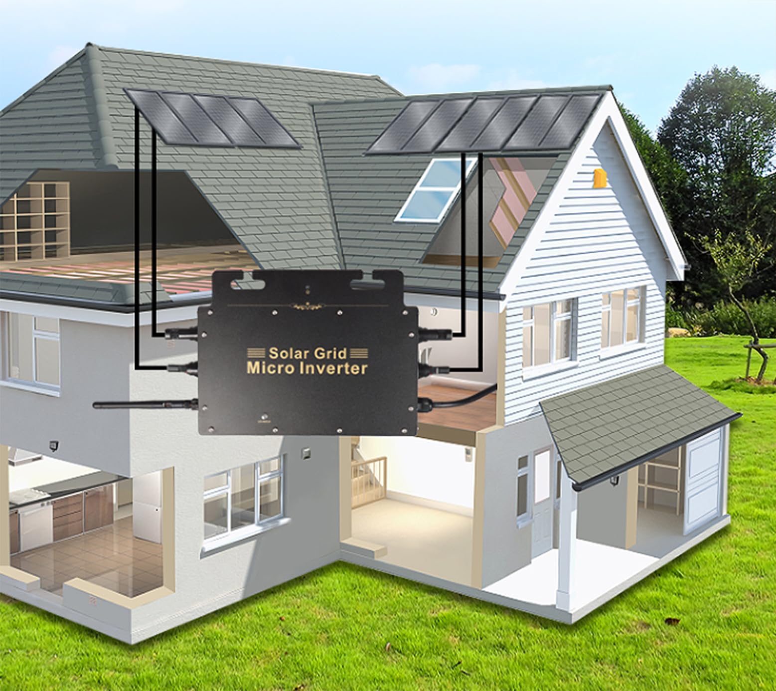 SolaMr 800W Grid Connect Inverter Micro Inverter Solare 120V/230V Auto, WIFI - Microinverter con Sorveglianza App per Casa Pannello Fotovoltaico Esterno-800W