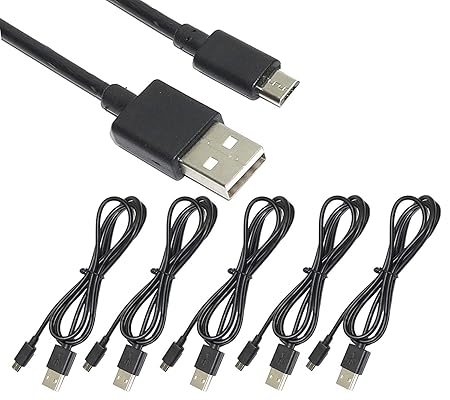 Mobimint Micro USB Cable Fast Charging and High Speed Data Sync for Android Phones (Black, 3 ft), Pack of 5 (1 m, Approx 3 ft)