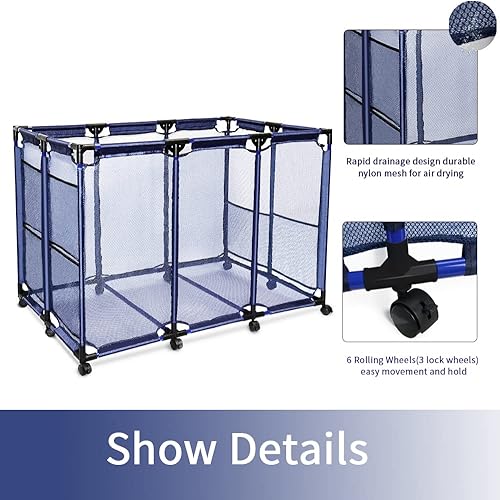 Miniatura 9 de JEFEE Contenedores de almacenamiento para piscina, carrito de almacenamiento de seguridad para piscina, contenedor organizador estándar con malla de