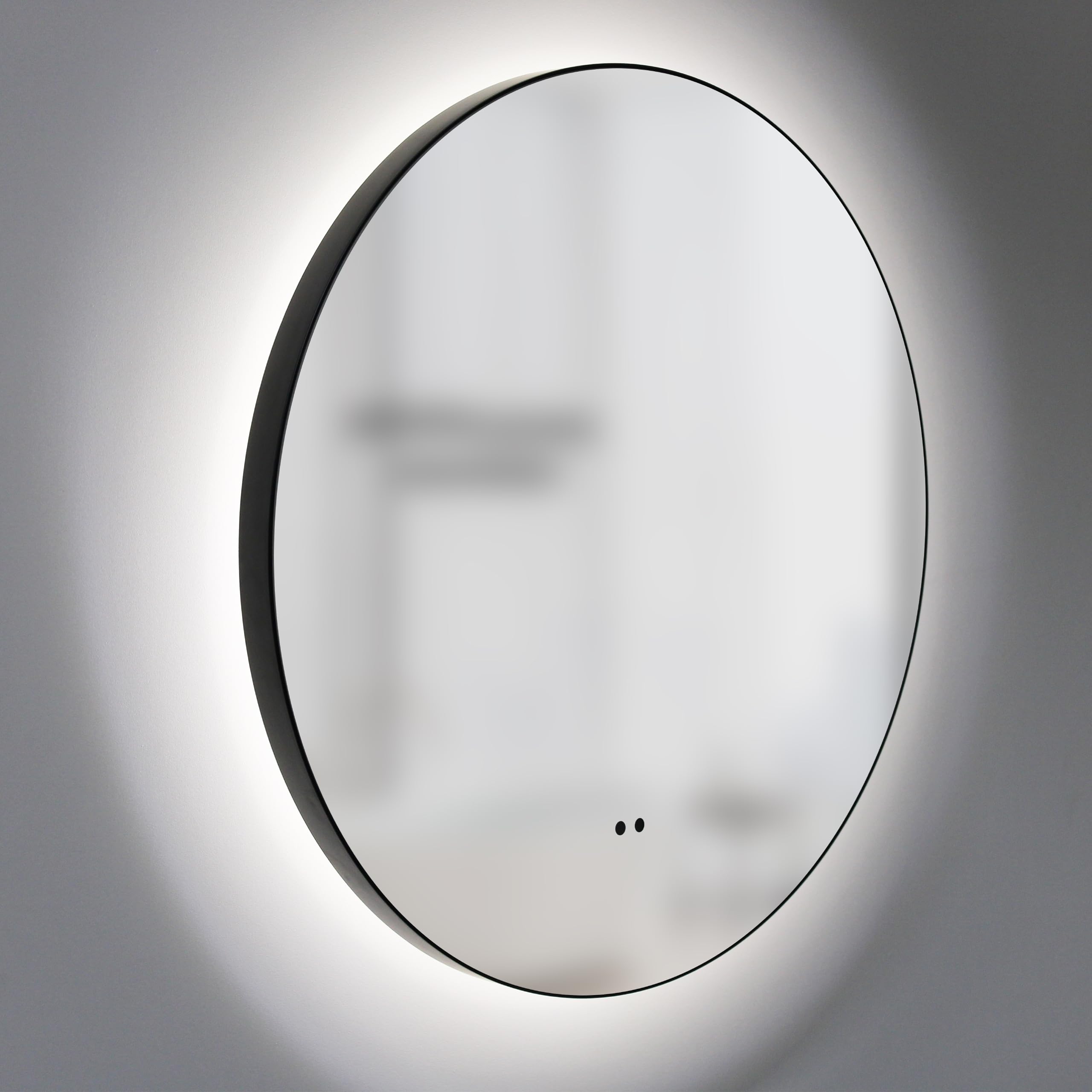 Talos Specchio da bagno a LED rotondo Verona Shine in nero opaco Ø 50 cm – Specchio con funzione sensore mano Wave – adatto per ambienti umidi grazie al telaio in alluminio