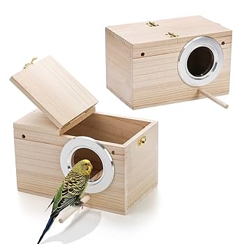 Amazon.co.jp: Hiceeden インコの巣箱 2個パック 天然木の鳥の