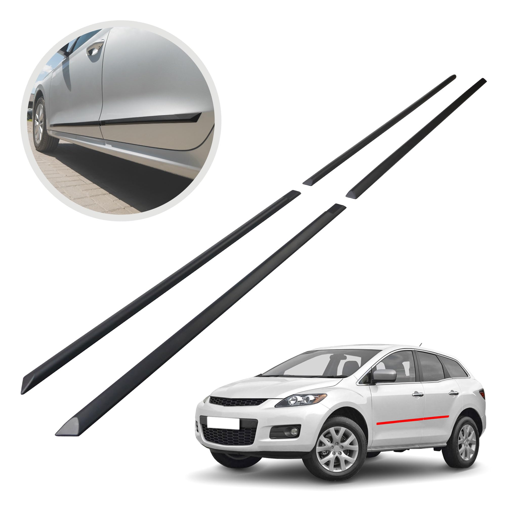 CHROMEMASTER | Listwy boczne drzwi | Kompatybilne z Mazda CX-7 2006-2009 | Poliuretan, Kolor Czarny | Listwy Boczne Zabezpieczają Drzwi Samochodu Przed Uszkodzeniem