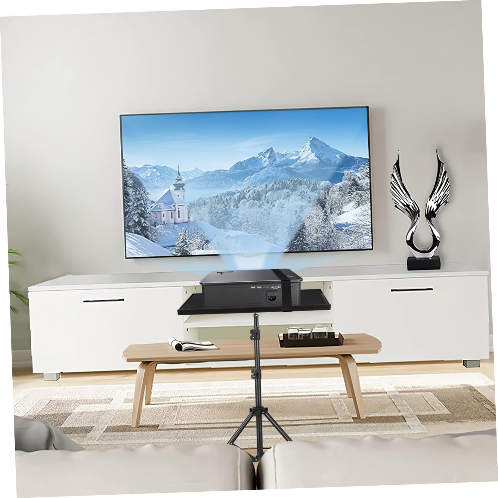 NUOBESTY Supporto per Proiettore Vassoio Regolabile in Metallo e Plastica, Altezza Massima 120 Cm, Leggero e Portatile per Sala Spettacoli, Streaming e Casa