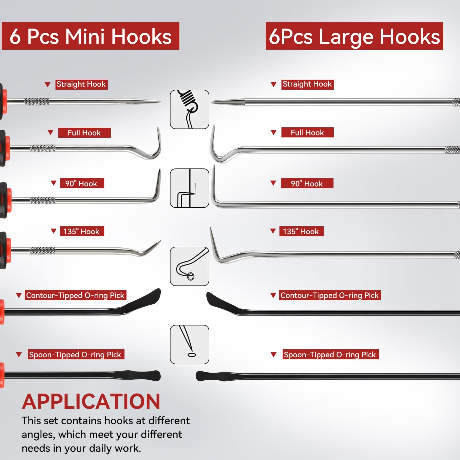 12PCS Automotive Pick and Hook Tool Set, Professionale Meccanico Pick Set
