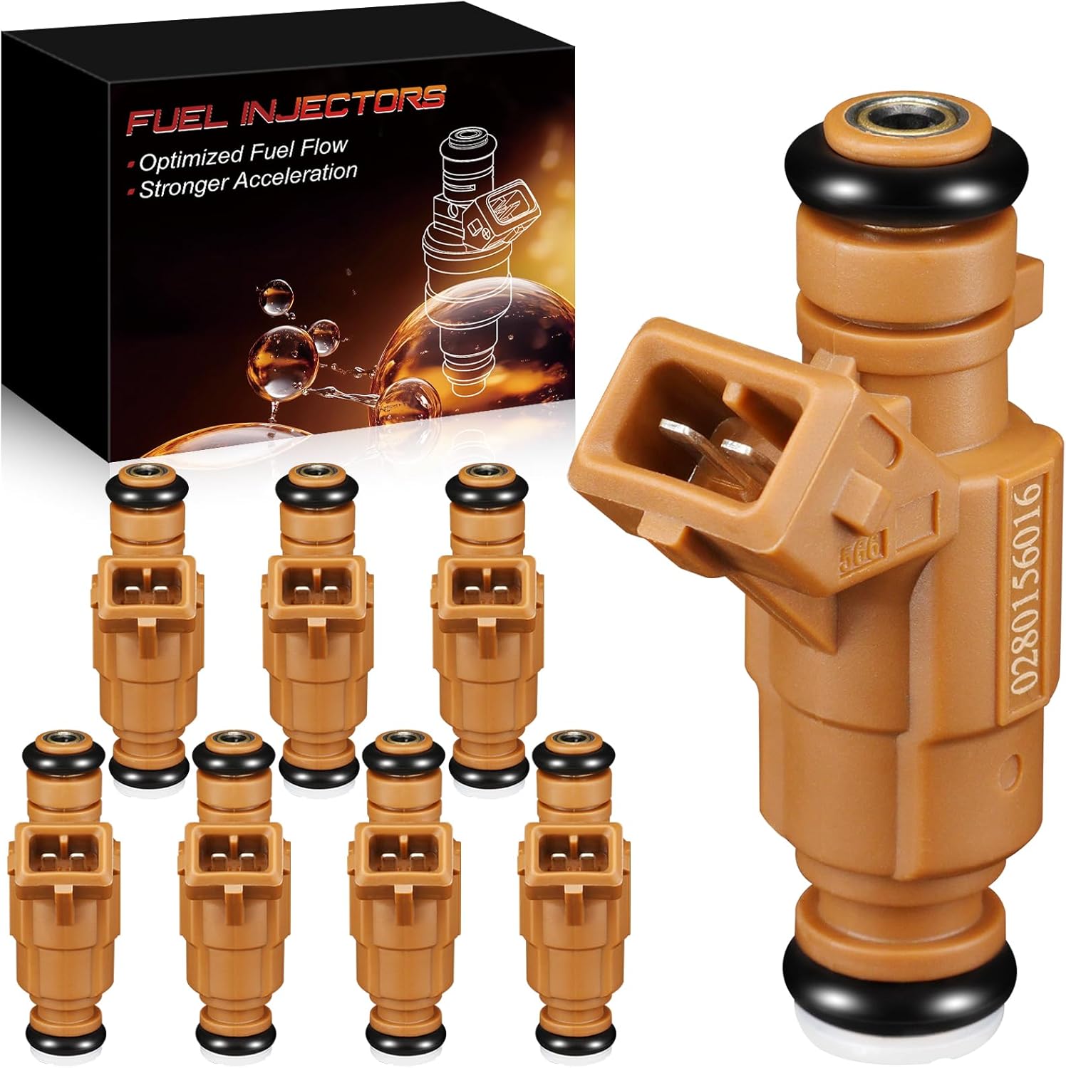 0280156016 Fuel Injectors Fit For:-Mercedes-Benz 2003-2006 CLK500, 2000-2006 S500, SL500 E430 E500 CL500 CLK430 CLS500 G500 ML430 ML500 R500 2000-2008 V8 4.3L 5.0L Replace 852-12171 (8 Pack)