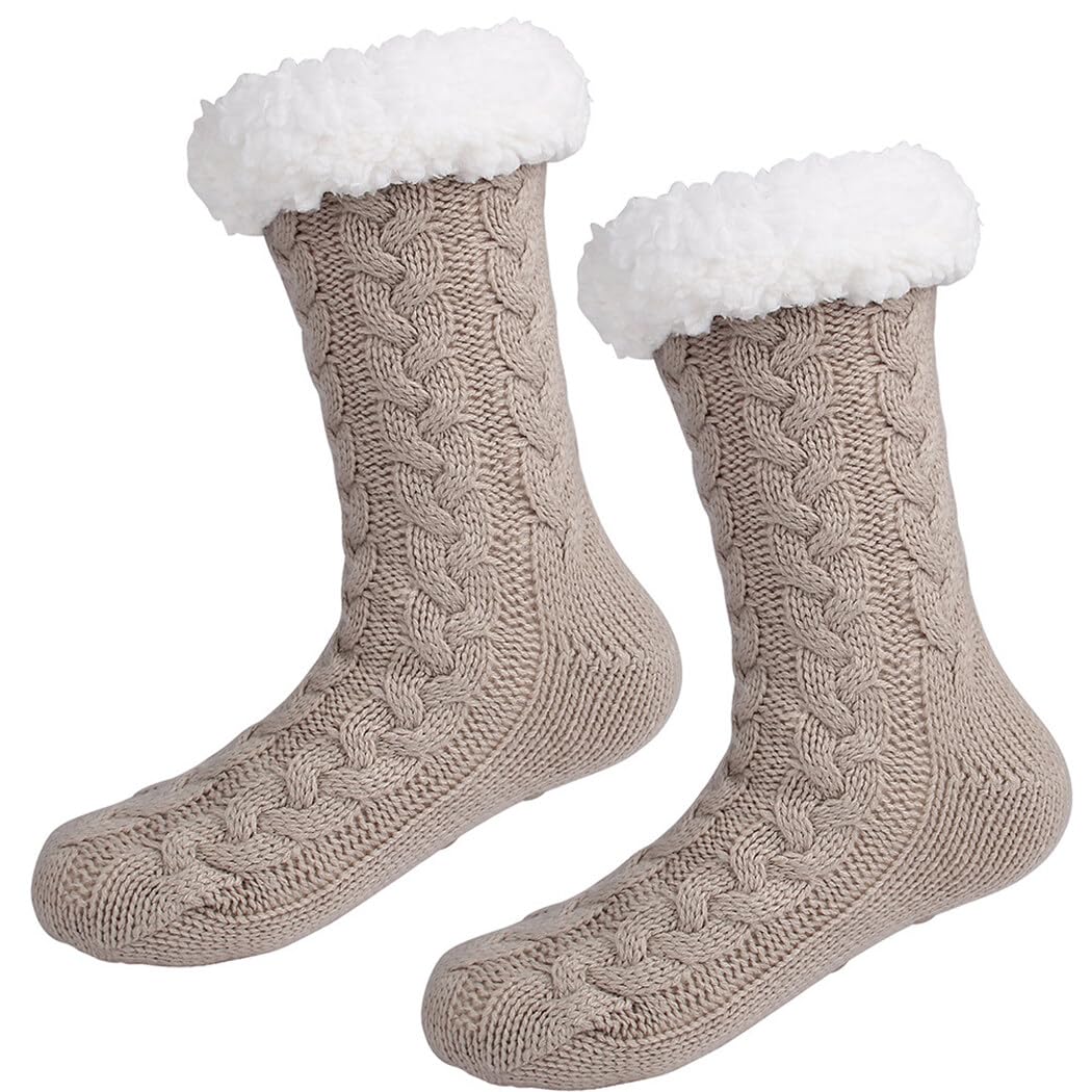 Calcetines térmicos elásticos y cálidos, clásicos: bonitos calcetines transpirables simples 6 pares antideslizantes de punto de invierno, multicolor, Talla única