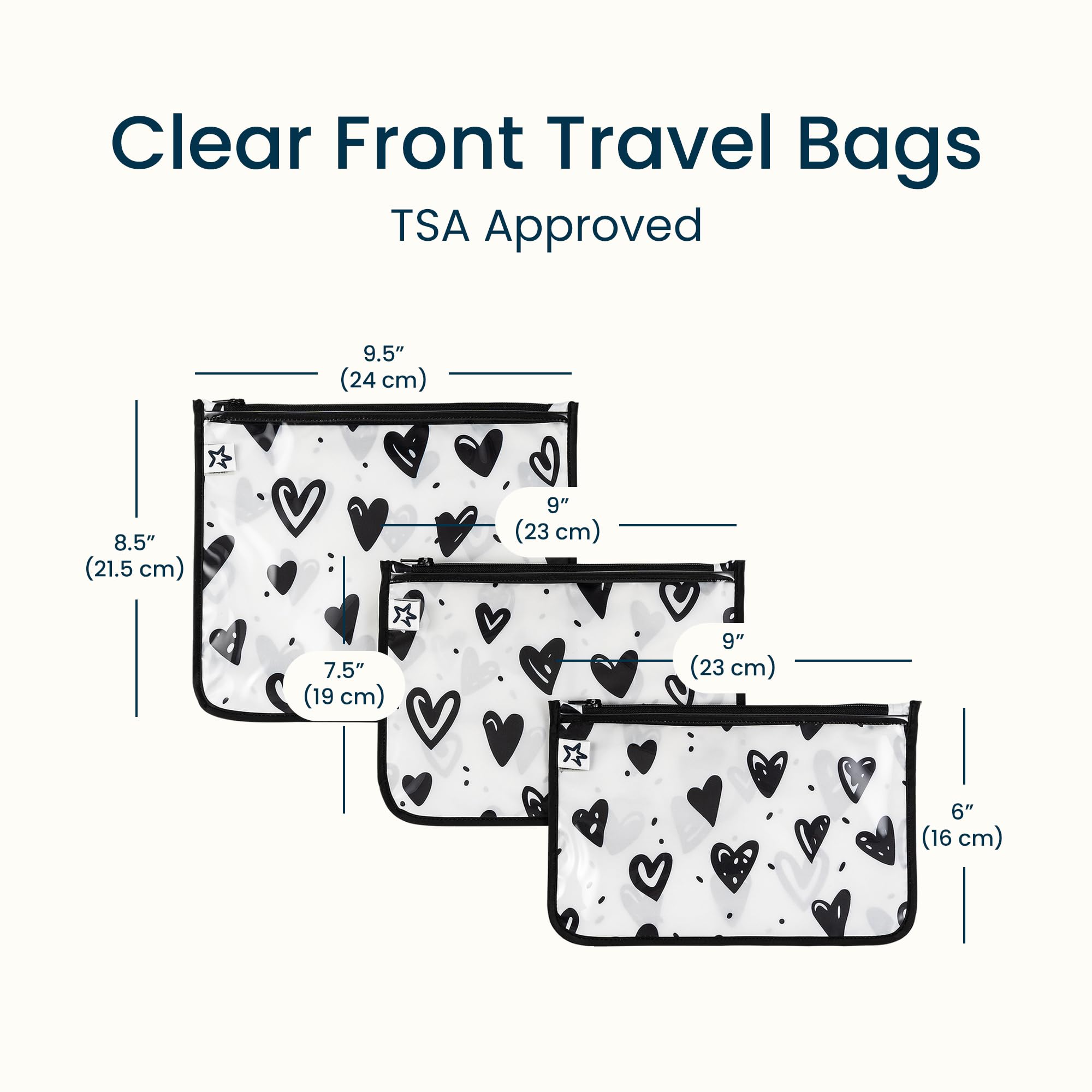 Tiny Twinkle Wickeltaschen-Organisationsbeutel | 3er-Pack auslaufsichere Reise-Organizer-Taschen mit durchsichtiger Vorderseite & TSA-zugelassenes Kulturbeutel-Set für Baby- und Mama-Essentials