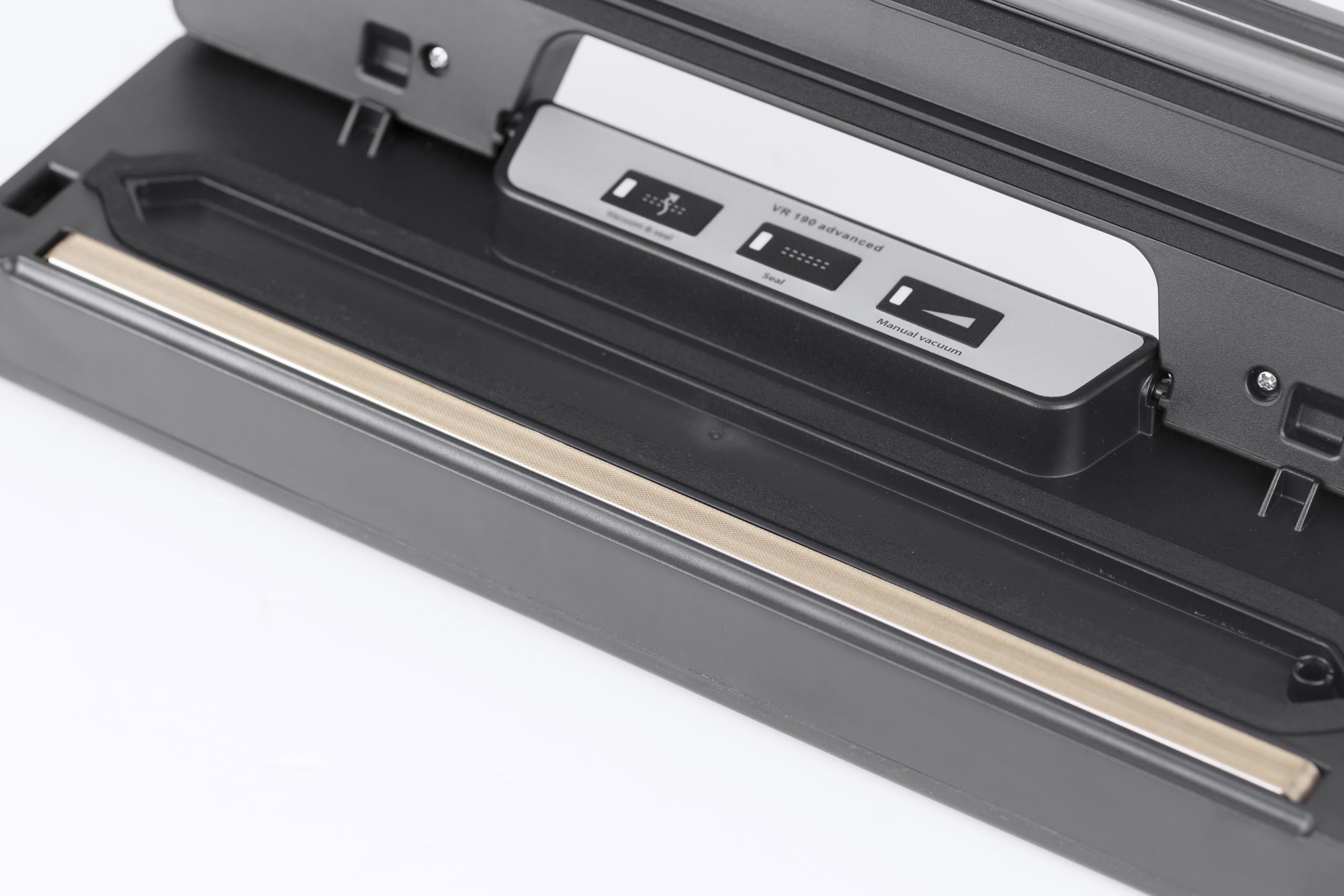 CASO 1520 VR 190 advanced - Appareil de mise sous vide avec soudure de 2,5 mm d'épaisseur, jusqu'à 50 mises sous vide réglables, façade en acier inoxydable, 10 sachets professionnels