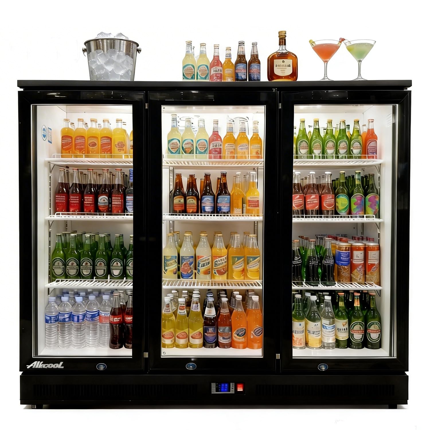 Back Bar Cooler Under Counter Beverage Refrigerator, 13 Cu Ft Undercounter Fridge,3 Door 53.5 inch Commercial Beer Built-In Cooler with LED Light Adjustable Shelves Safety Locks,ETL Approval