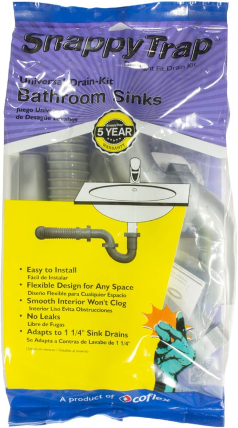 Snappy Trap Universal Drain Kit for Bathroom Sinks, Sink Drains