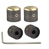 YiJunHui 4Pcs Metal Guitar Knobs for Fender Telecaster & Gibson Les Paul, Volume Tone Control Knobs with Allen Keys & Screws - Chrome-Plated Replacement Parts for Electric Bass & Guitars (Bronze)