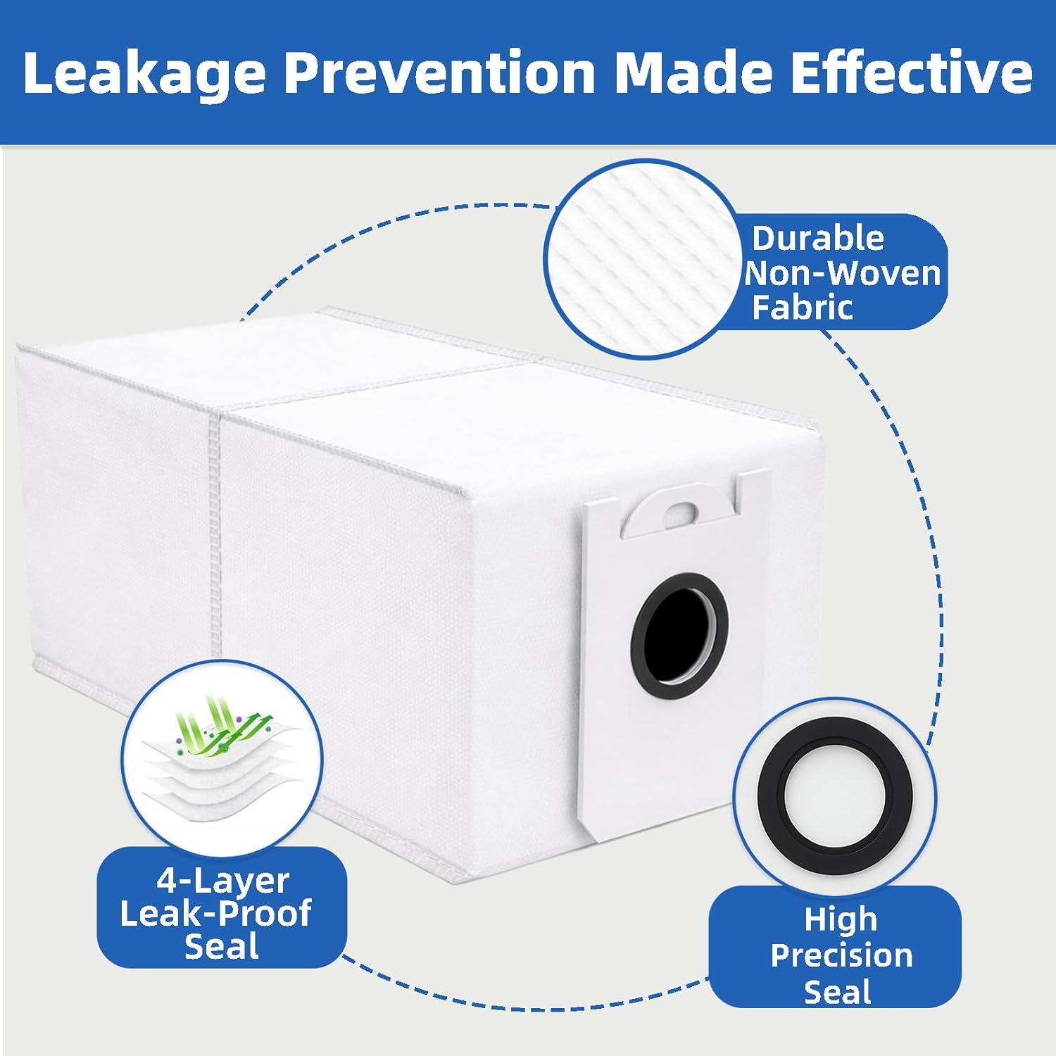 10 Pack 4.6 Liter Disposable Dust Bag Compatible with bObsweep Dustin & Orb-i Self-Emptying Robot Vacuum Replacement Parts Accessories, 10 Vacuum Bags