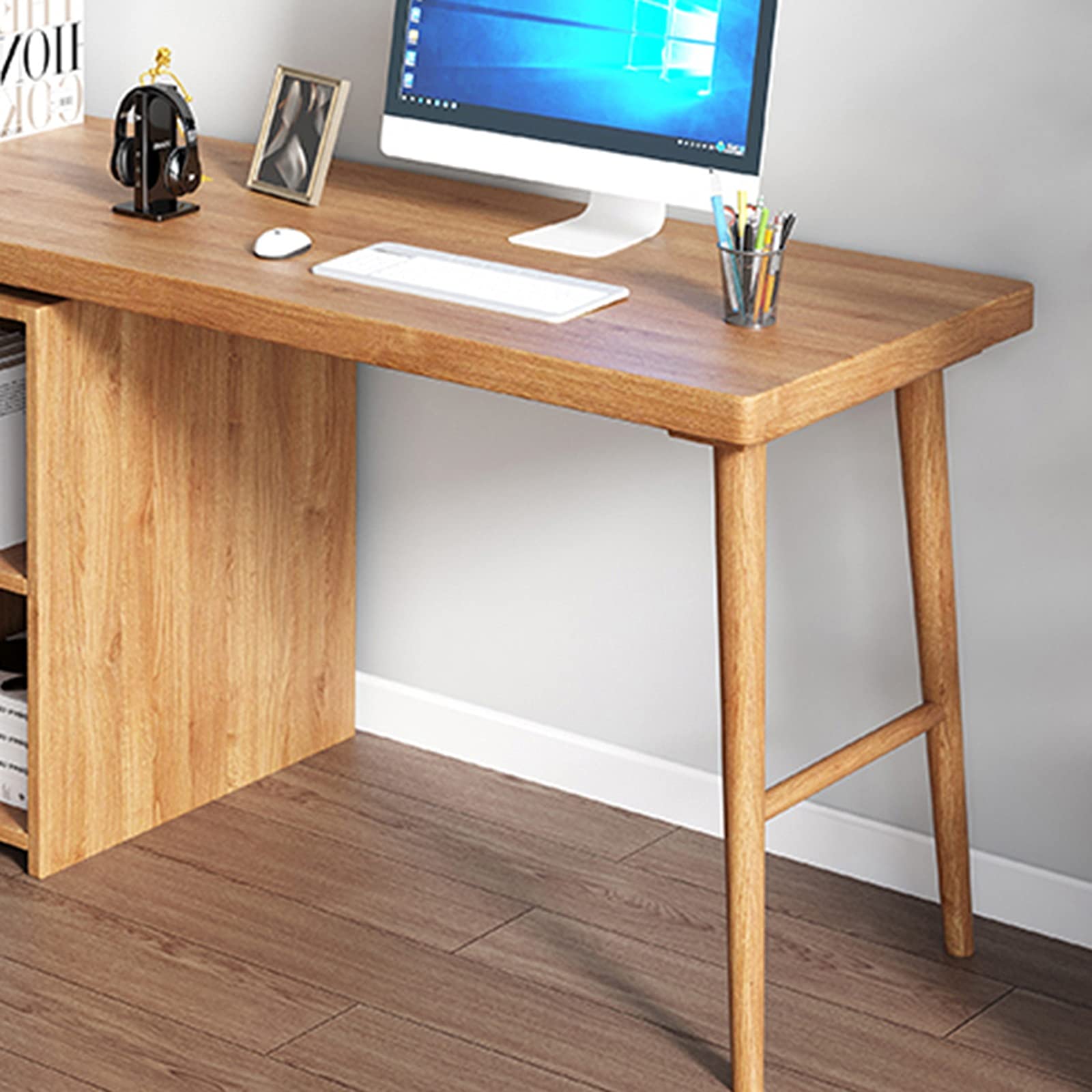Scrivania moderna e minimalista in legno per casa e ufficio, robusta e facile da montare, postazione di lavoro desktop per lavoro, gioco e studio