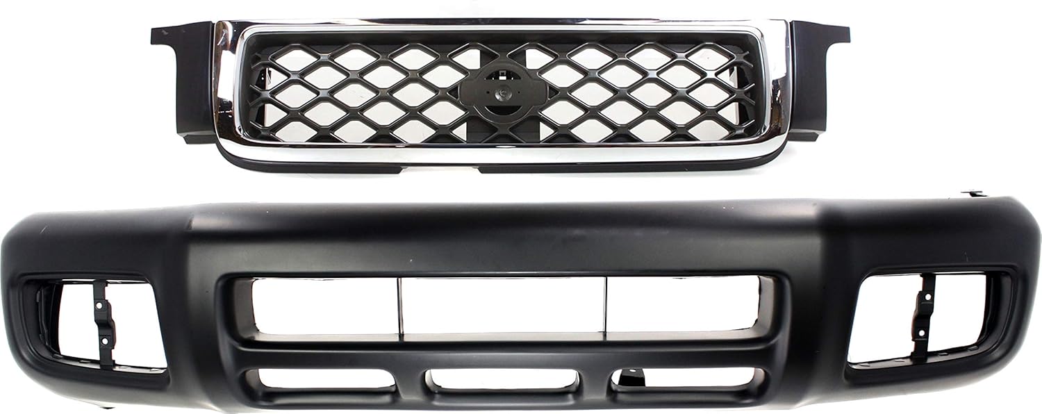 Garage-Pro Grille Assembly KIT Compatible with Nissan Pathfinder 1999-2004 Production Date From December 1998 Chrome Shell with Painted Dark Gray Insert