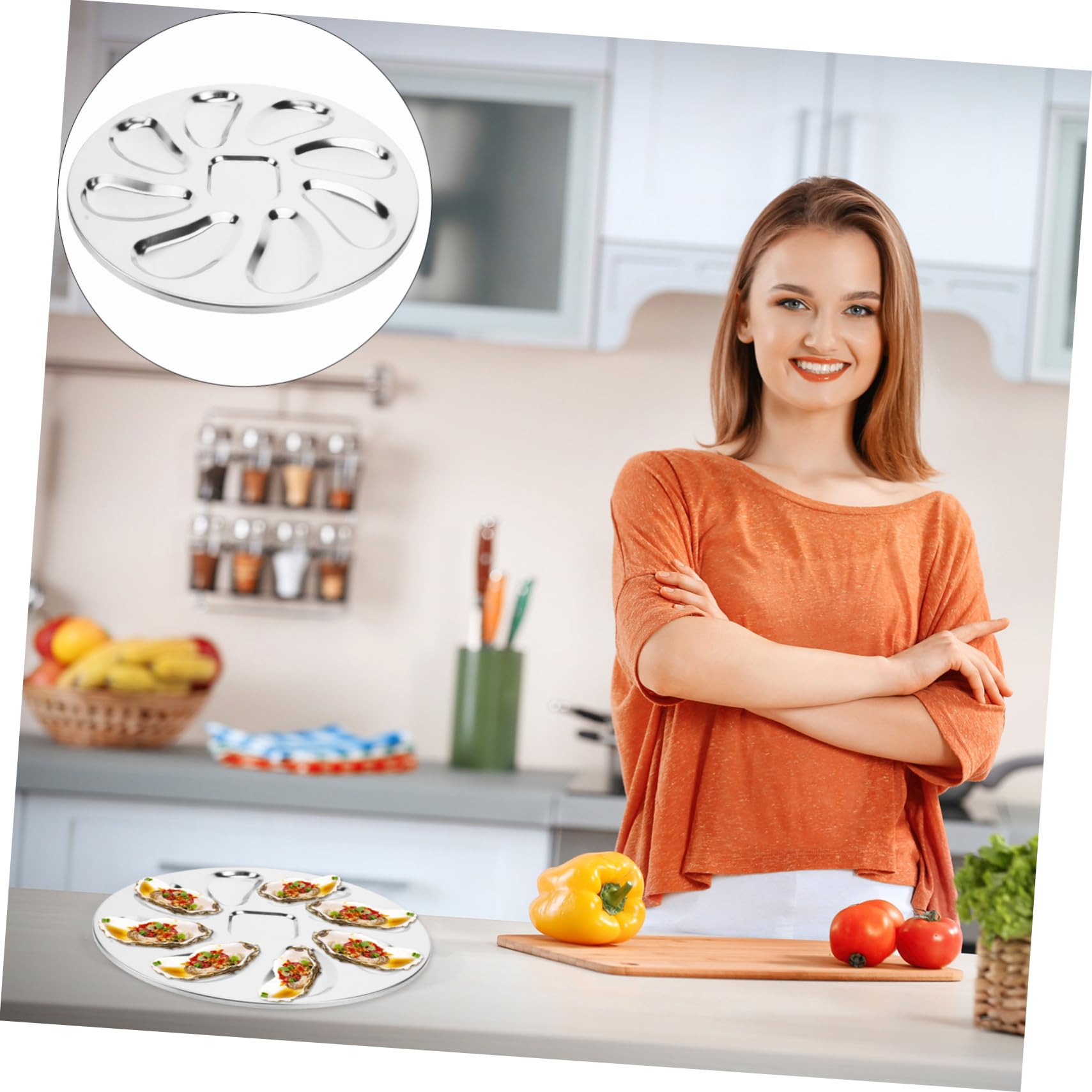 Assiette Service en Restaurant Bord Lisse la Rouille en à Acier Inoxydable Résistant Huîtres Cuisine Professionnelle